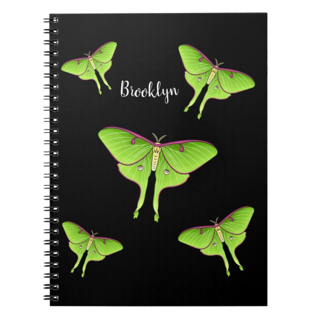 Caderno Espiral Ilustração do desenho animado de Luna Moth (Frente)