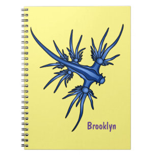 Caderno Espiral Ilustração do dragão azul de lesma marinha