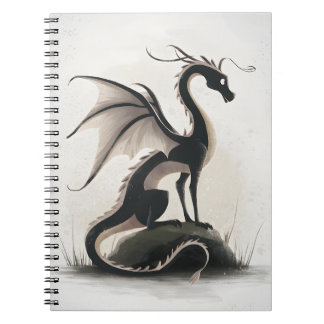 Caderno Espiral Ilustração do Dragão Whimsical