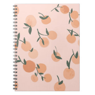 Caderno Espiral Ilustração do padrão laranja ou cereja em mão