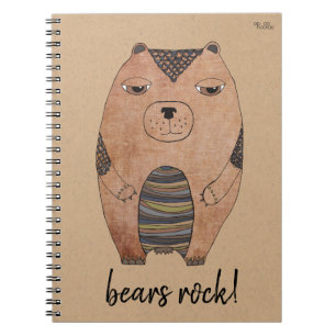 Caderno Espiral Ilustração do Urso de Volta ao Escritório da Escol