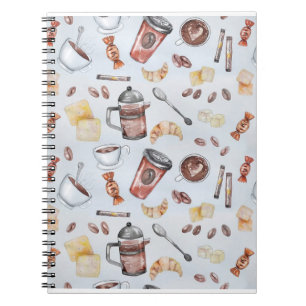 Caderno Espiral Ilustração dos Desenhos do Café Cruzado