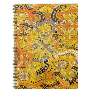 Caderno Espiral Ilustração em cores amarela, laranja e marrom. I