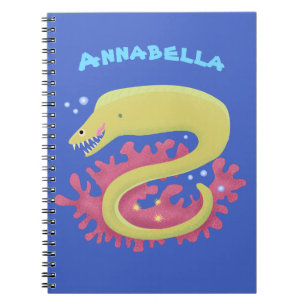 Caderno Espiral Ilustração engraçada de desenho animado de enguia 