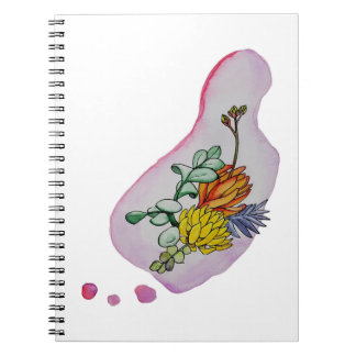 Caderno Espiral Ilustração Floral de Suculentas em Aquarela