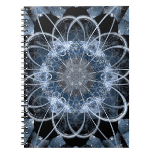 Caderno Espiral Ilustração fractal computacional do inverno azul d