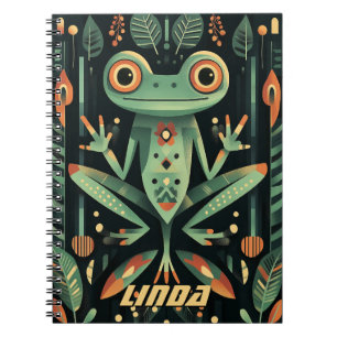 Caderno Espiral Ilustração Geométrica do Sapo Verde