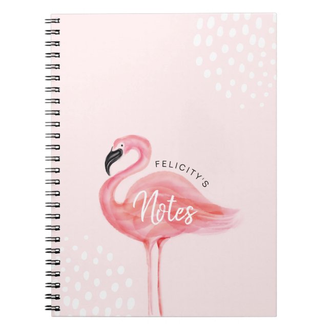 Caderno Espiral Ilustração moderna cor-de-rosa do flamingo da (Frente)