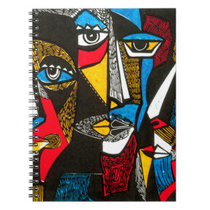 Caderno Espiral Ilustração moderna no estilo de linocut. Argumento