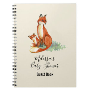 Caderno Espiral Ilustração Momma Fox e Baby Watercolor