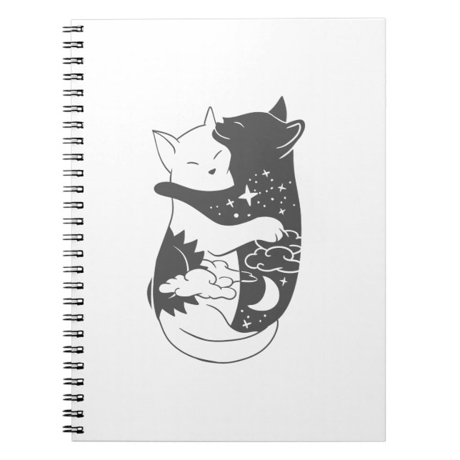 Caderno Espiral Ilustração noturna do gato dia de gato - Escolher  (Frente)