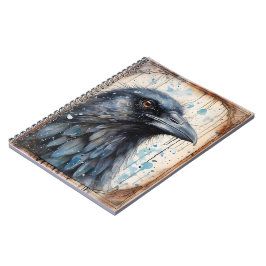Caderno Espiral Ilustração Raven com Notebook Watercolor
