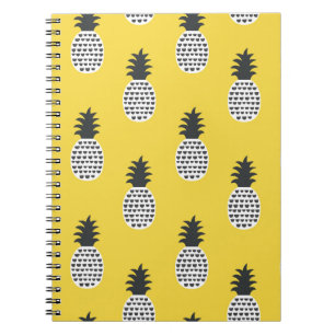 Caderno Espiral Ilustração sem costura do Vintage Pineapple
