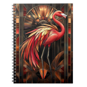 Caderno Espiral Ilustração Vibrante de Deco Flamingo