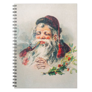 Caderno Espiral Ilustração Vintage Cigarette Santa Claus