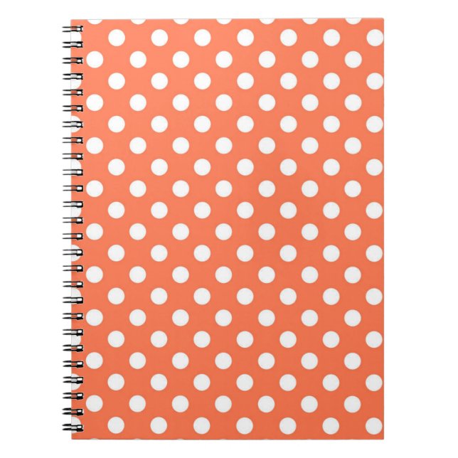 Caderno Espiral Ilustrador de Padrão de Peach Bolinhas Pattern (Frente)