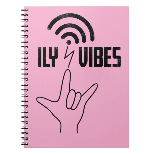 Caderno Espiral ILY Vibes - Design ASL  (Frente)