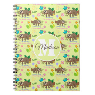 Caderno Espiral I'm Not Lazy   Funny Sloth Quote Pattern Name
