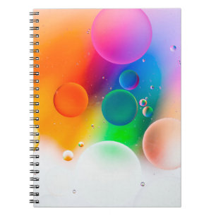 Caderno Espiral Imagem artística colorida de queda de óleo na água