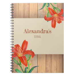 Caderno Espiral Imagem Botânica Rustic Orange Lily