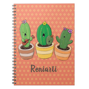 Caderno Espiral Imagem de desenho animado cacto cacto cacto cáusti
