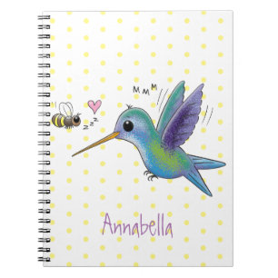 Caderno Espiral Imagem de desenho animado de bee hummingbird