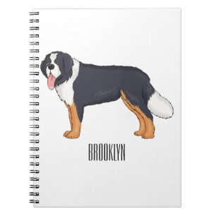 Caderno Espiral Imagem de desenho animado de cão da montanha Berne