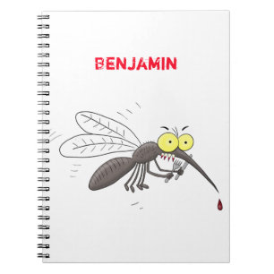 Caderno Espiral Imagem de desenho animado de insetos mosquitos eng