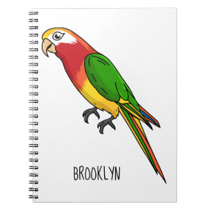 Caderno Espiral Imagem de desenho animado de papagaio feliz e boni