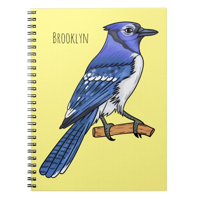 Caderno Espiral Imagem de desenho animado de pássaro azul  (Frente)