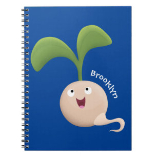 Caderno Espiral Imagem de desenho animado de sementes felizes e bo