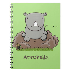 Caderno Espiral Imagem de desenho animado do bebê rhino bonito