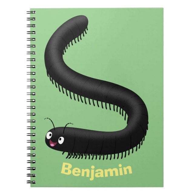 Caderno Espiral Imagem de desenho em forma de milipede (Frente)