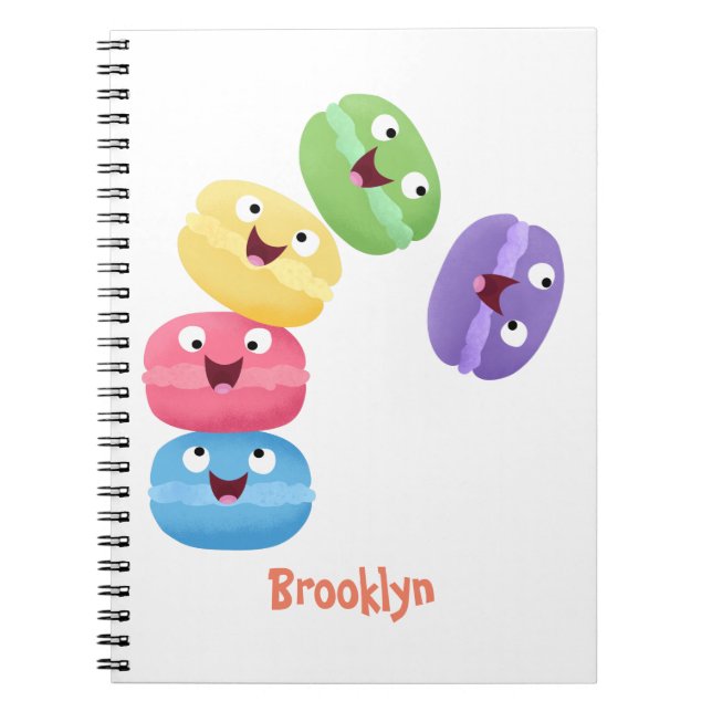 Caderno Espiral Imagem de desenhos animados de macarões engraçados (Frente)