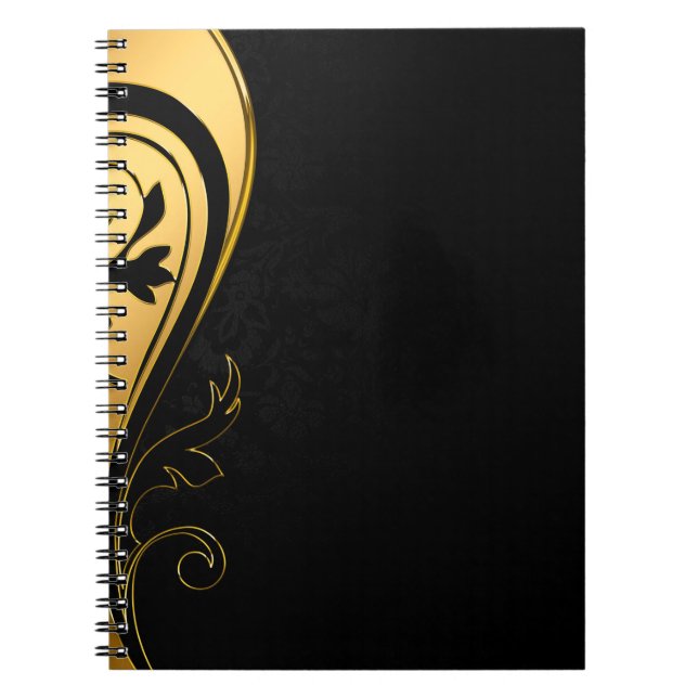 Caderno Espiral Imagem de fundo com quadro dourado floral (Frente)