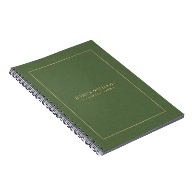 Caderno Espiral Imagem de textura de linho verde floresta com mold (Lado Direito)