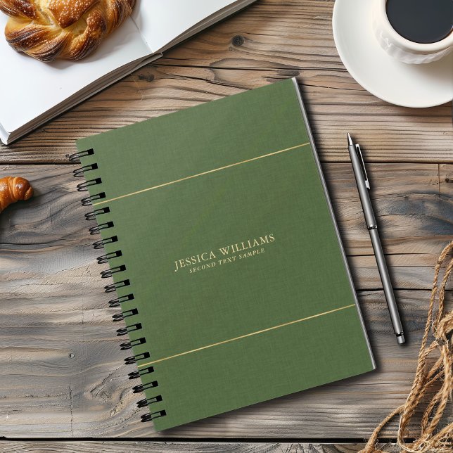 Caderno Espiral Imagem de textura de linho verde floresta com mold (Criador carregado)