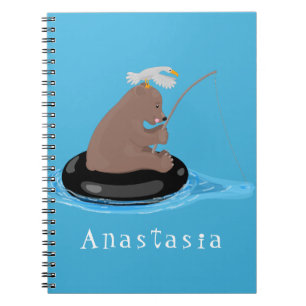 Caderno Espiral Imagem do desenho animado de pesca de filhotes de 