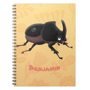 Caderno Espiral Imagem do desenho animado do besouro da rinoceront