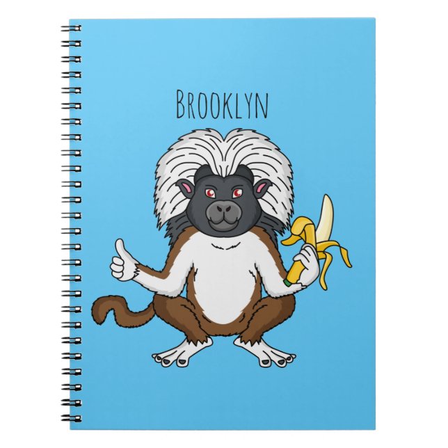 Caderno Espiral Imagem do desenho do macaco Cotton Top Tamarin (Frente)