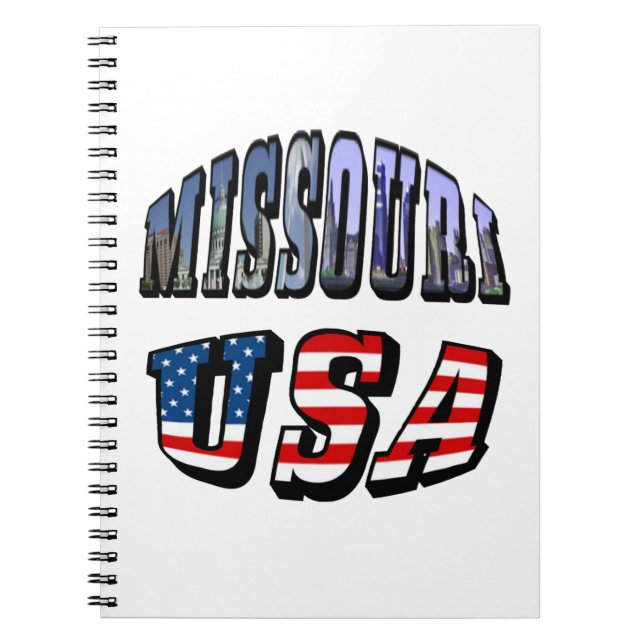Caderno Espiral Imagem do Missouri e texto dos EUA (Frente)