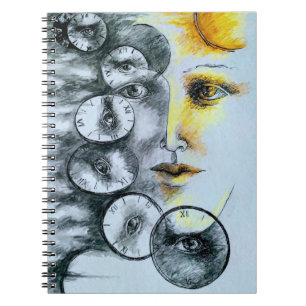 Caderno Espiral Imagem do relógio original do surrealismo artíst