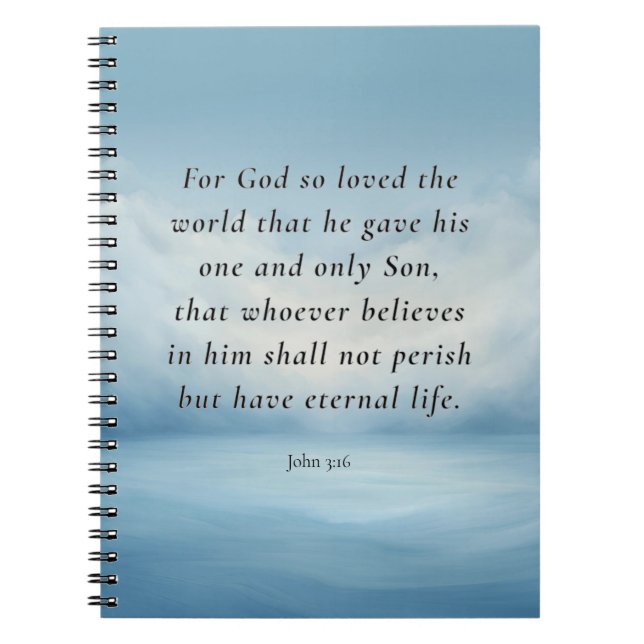 Caderno Espiral Imagem do versículo bíblico João 3:16 (Frente)