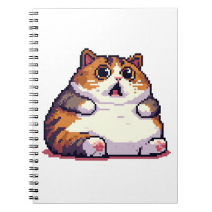 Caderno Espiral Imagem em pixel de gato laranja chocado