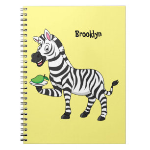 Caderno Espiral Imagem engraçada de desenho animado de zebra