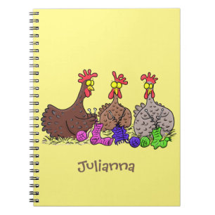 Caderno Espiral Imagem engraçada de desenhos animados de galinhas