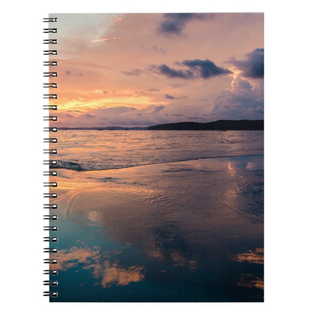 Caderno Espiral Imagens Cênicas do Oceano de Arte de Praia Fotogra (Frente)