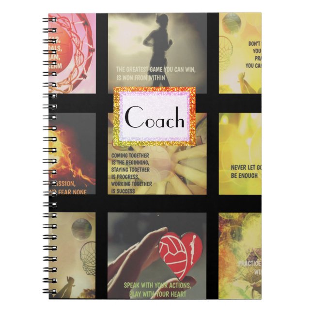 Caderno Espiral Imagens inspiradores e tema do Netball dos slogan (Frente)