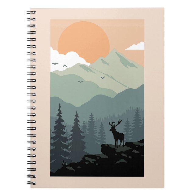 Caderno Espiral Imagens Vintage da Paisagem de Montana (Frente)