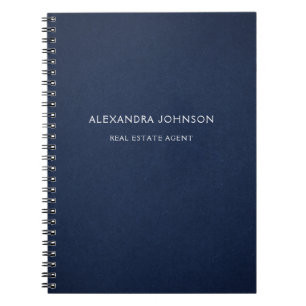 Caderno Espiral Imobiliária Azul Marinho Minimalista